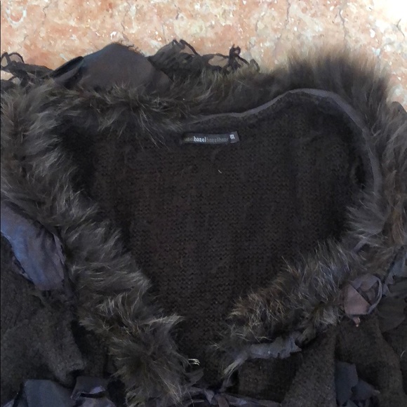 Brown Rabbit Fur Trim HAZEL JACKET SIZE M - Picture 2 of 8